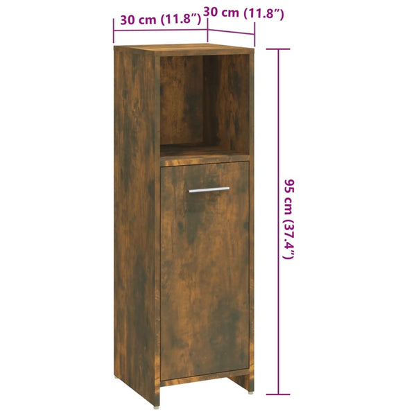 Bathroom cabinet 30x30x95 cm smoked oak wood