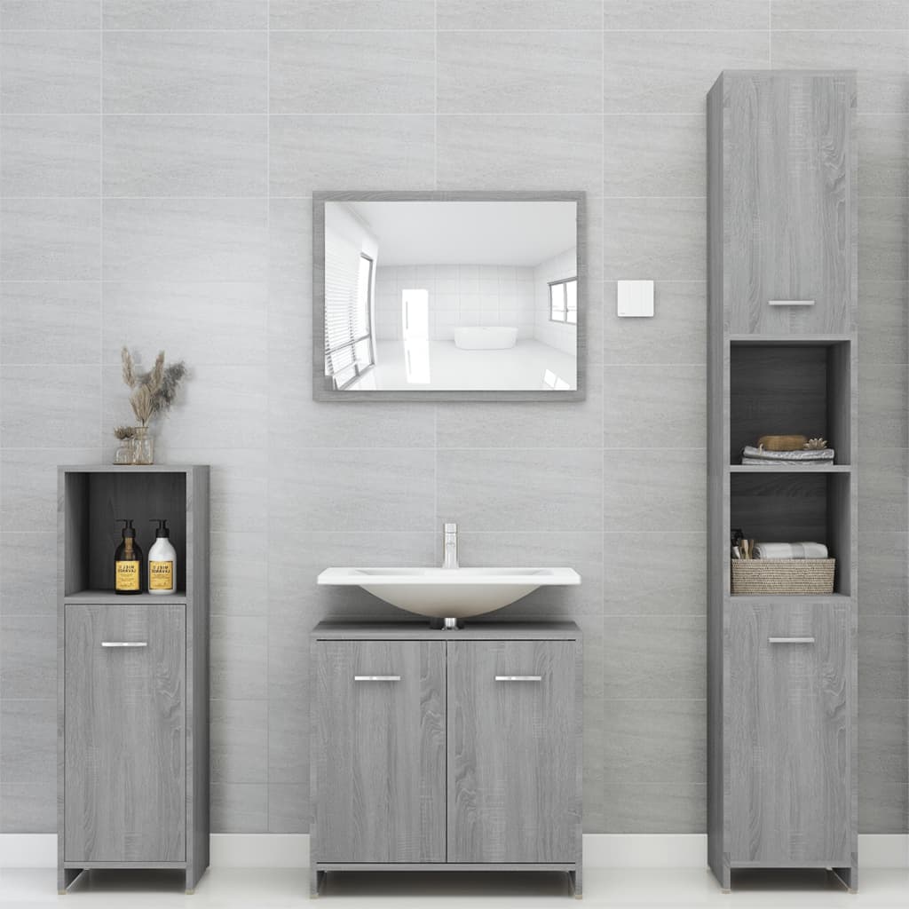 Mueble WC 30x30x95 cm fabricado en madera gris sonoma