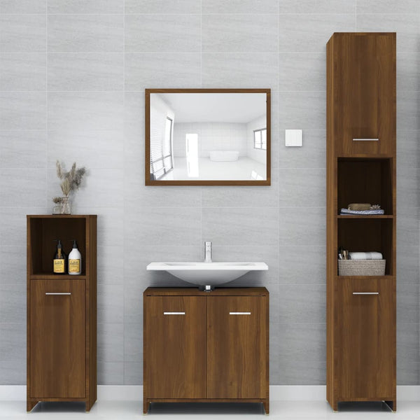 WC cabinet 30x30x95 cm made of brown oak wood