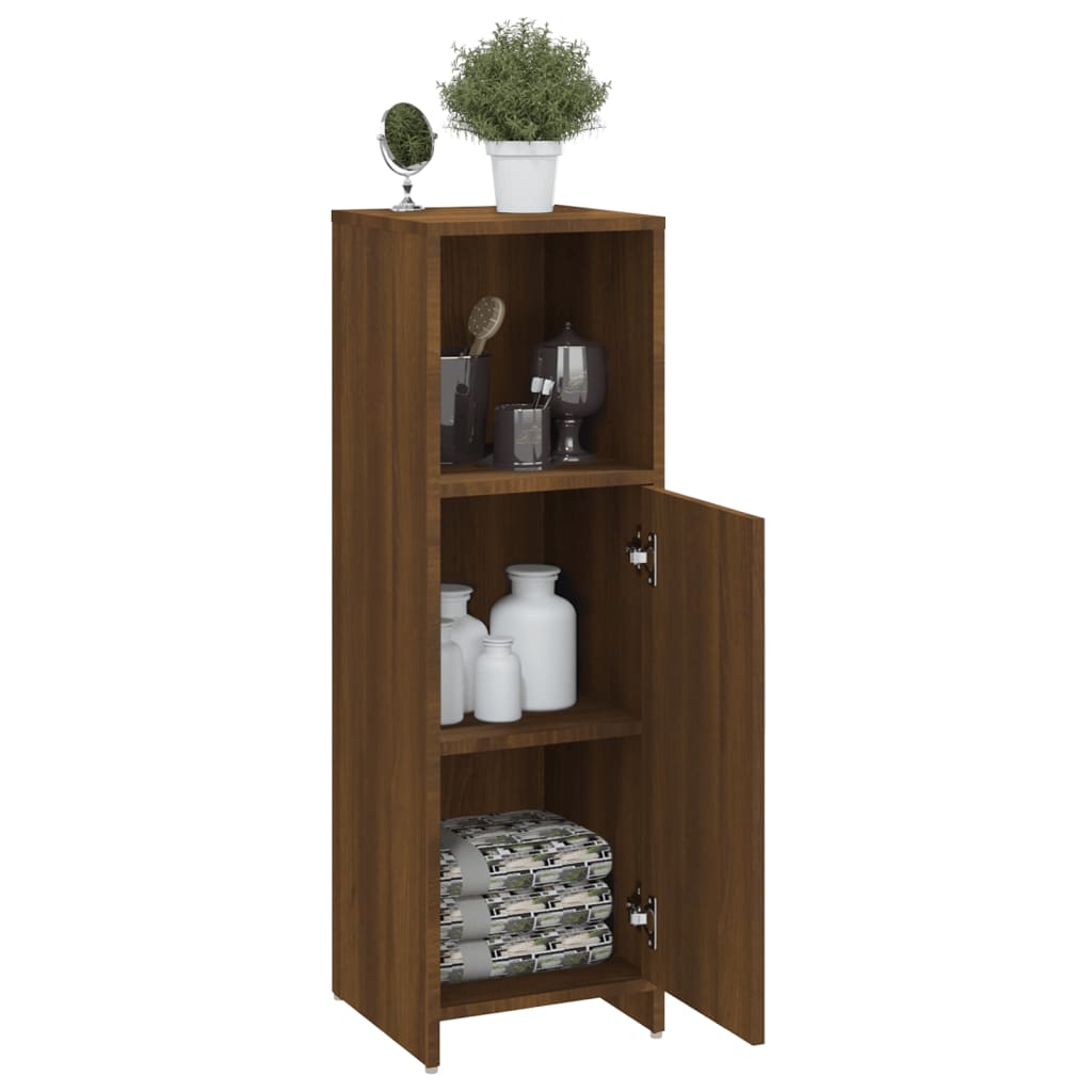 WC cabinet 30x30x95 cm made of brown oak wood