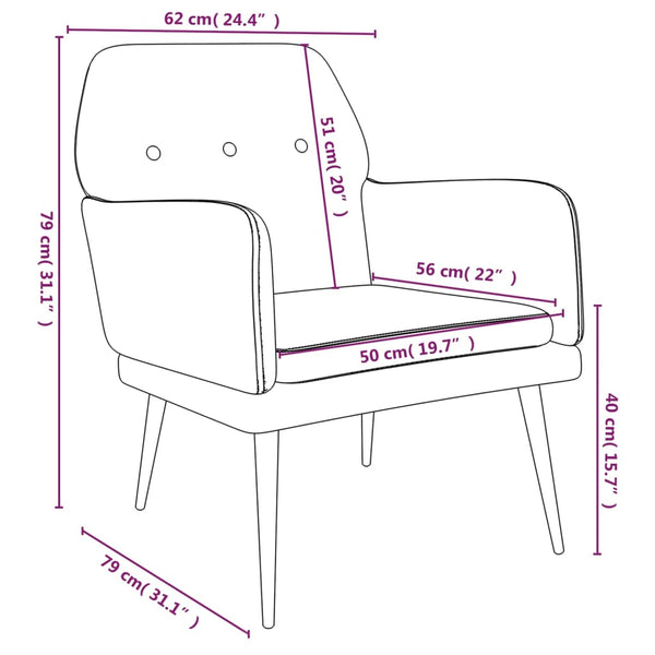 Cadeira c/ apoio de braços 62x79x79 cm veludo cor creme