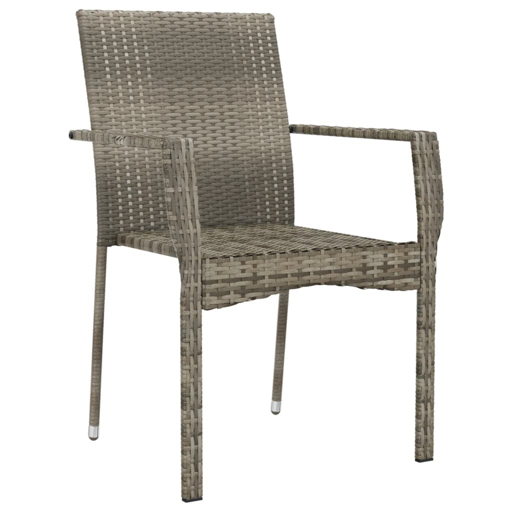 Garden chairs with cushions 2 pcs gray PE rattan