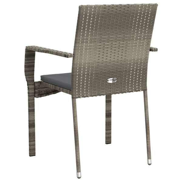 Cadeiras de jardim c/ almofadões 2 pcs vime PE cinzento