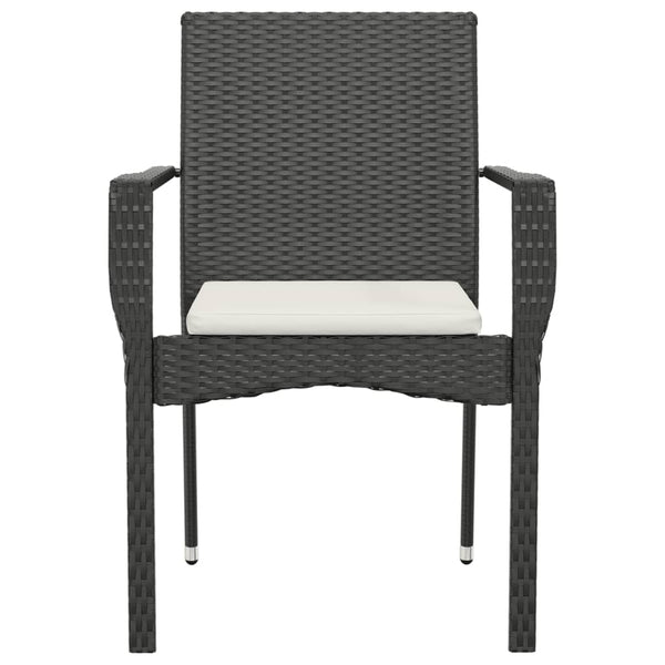 Cadeiras de jardim com almofadões 4 pcs vime PE preto