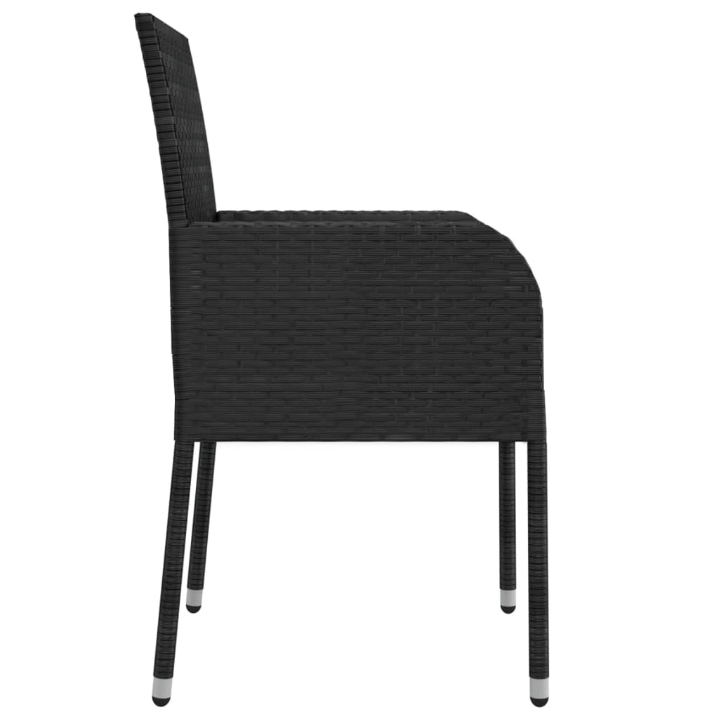 Garden chairs with cushions 2 pcs black PE rattan