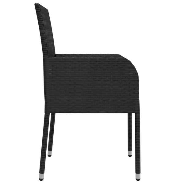 Garden chairs with cushions 2 pcs black PE rattan