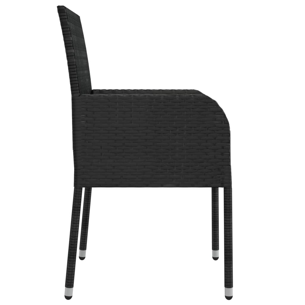 Garden chairs with cushions 4 pcs black PE rattan