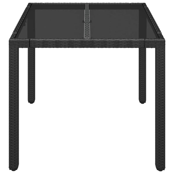 Garden table with glass top 90x90x75 cm black PE rattan