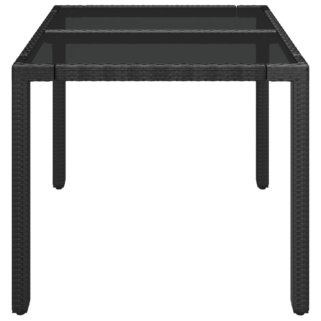 Garden table with glass top 90x90x75 cm black PE rattan