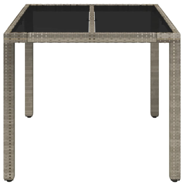 Garden table with glass top 90x90x75 cm gray PE rattan