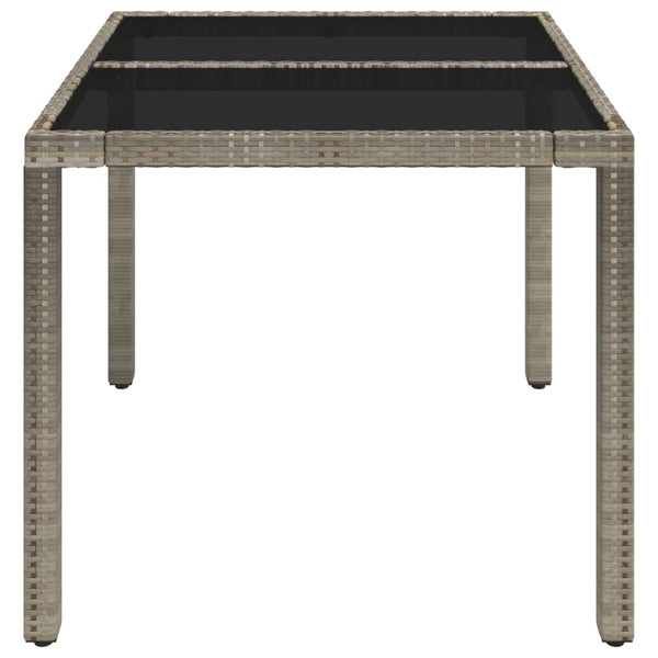 Garden table with glass top 90x90x75 cm gray PE rattan