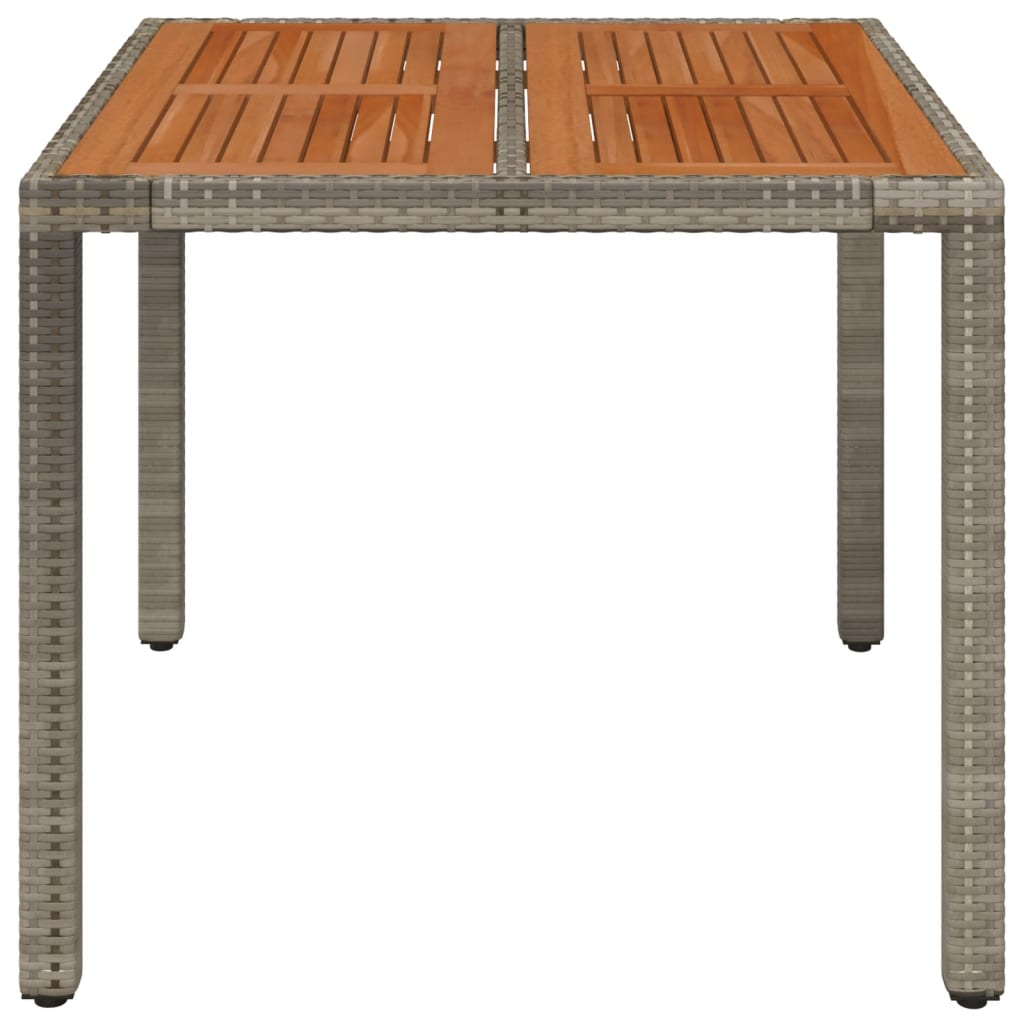 Mesa de jardim com tampo de madeira 90x90x75 cm vime PE cinza