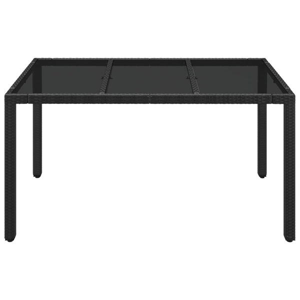 Mesa de jardim com tampo de vidro 150x90x75 cm vime PE preto