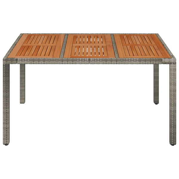 Mesa de jardim com tampo de madeira 150x90x75 cm vime PE cinza