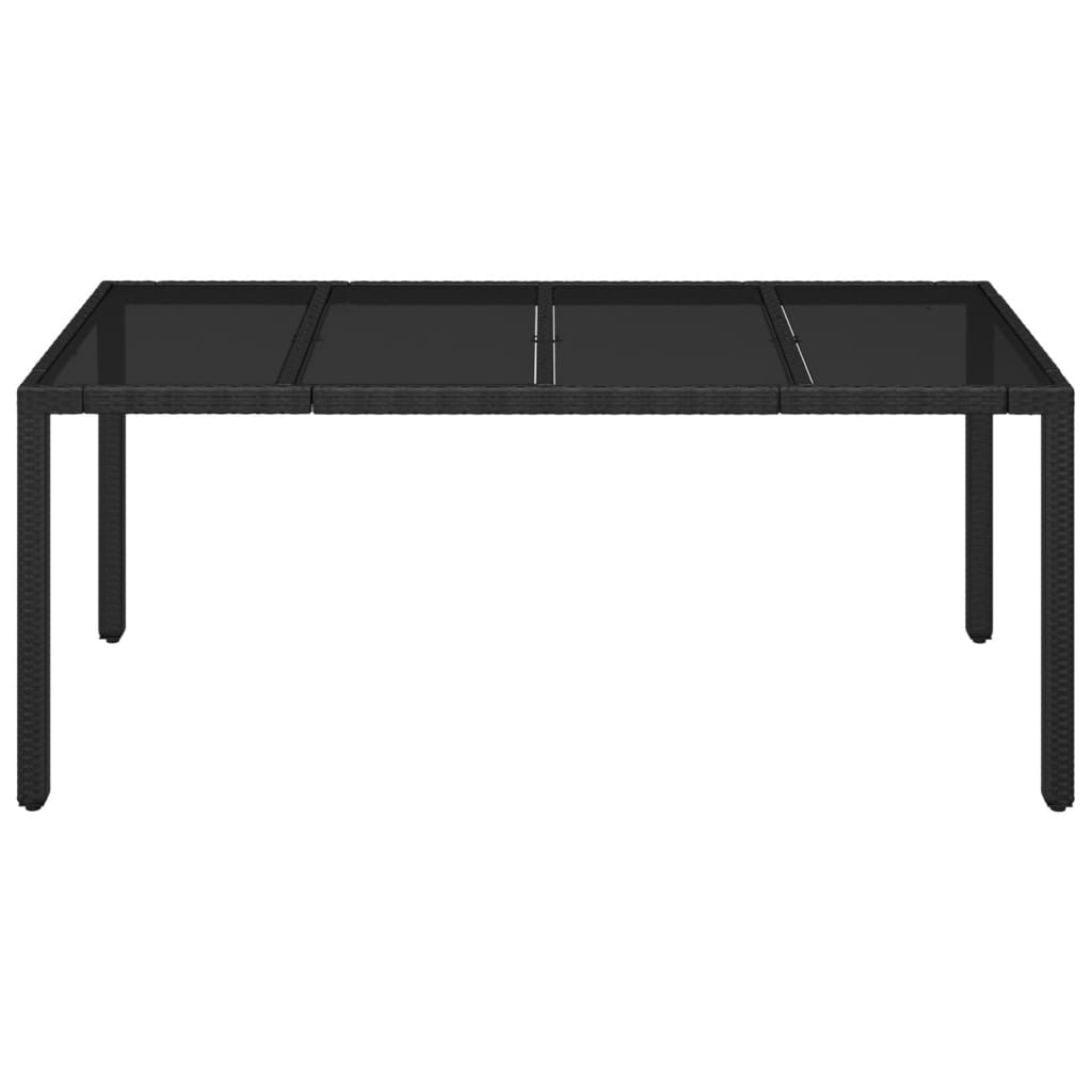 Mesa de jardim com tampo de vidro 190x90x75 cm vime PE preto