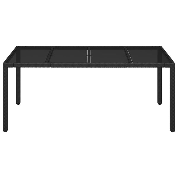 Mesa de jardim com tampo de vidro 190x90x75 cm vime PE preto