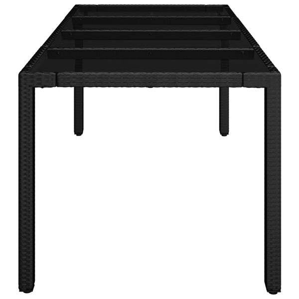 Mesa de jardim com tampo de vidro 190x90x75 cm vime PE preto