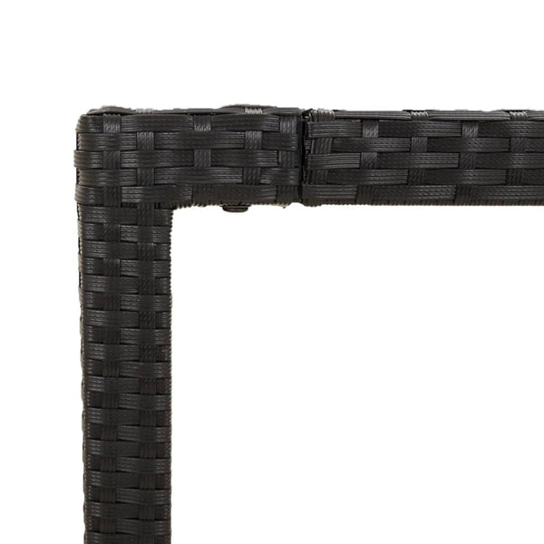 Mesa de jardim com tampo de vidro 190x90x75 cm vime PE preto