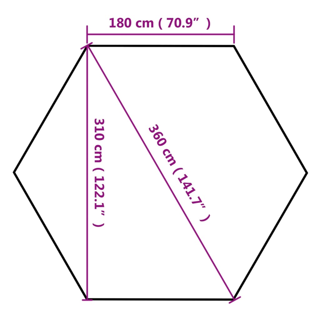 Tenda pop-up hexag. dobrável 3,6x3,1m 220g/m² cinza-acastanhado