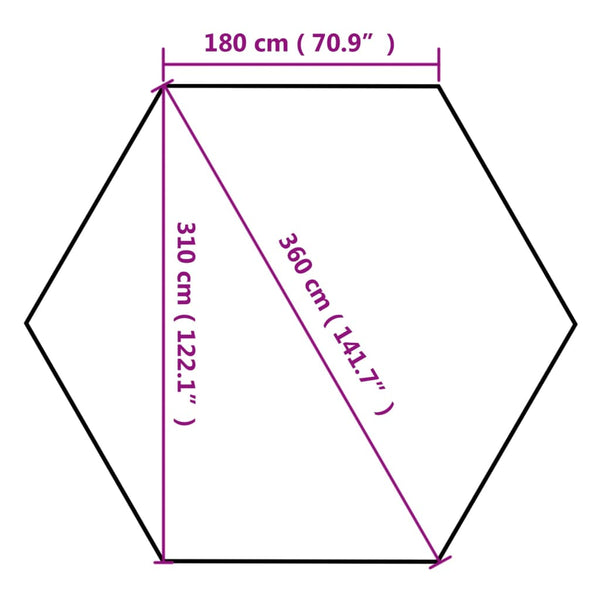 Tenda pop-up hexag. dobrável 3,6x3,1m 220g/m² cinza-acastanhado