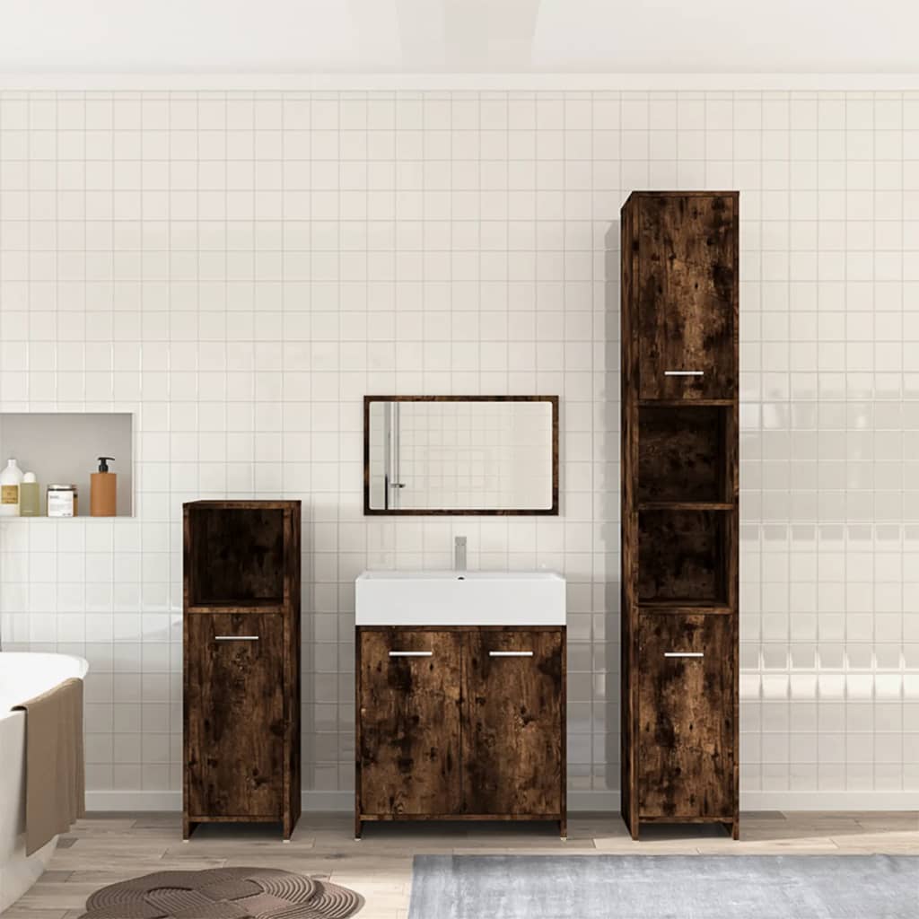 4pcs conjunto de móveis WC derivados de madeira carvalho fumado