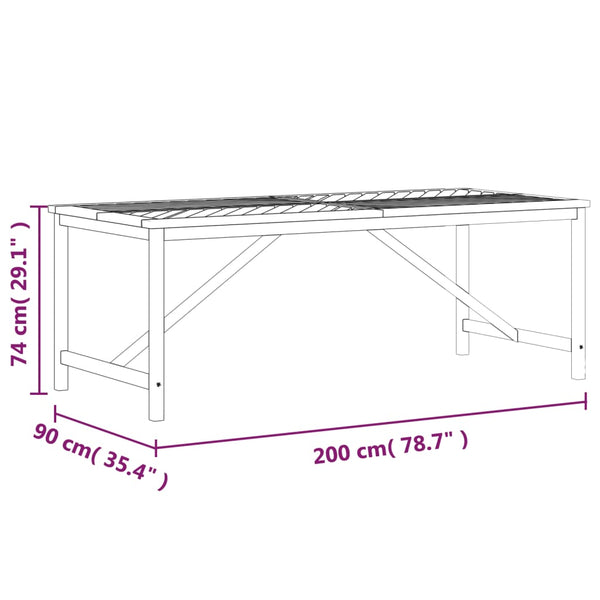 Mesa de jantar para jardim 200x90x74cm madeira de acácia maciça