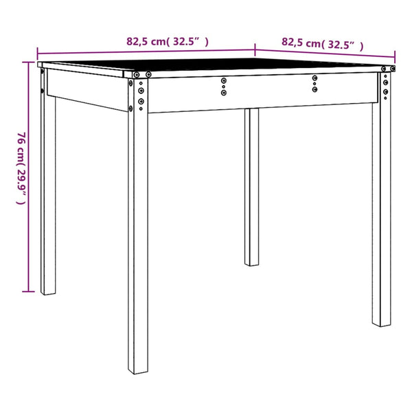 Mesa de jardín 82,5x82,5x76 cm madera maciza de pino gris