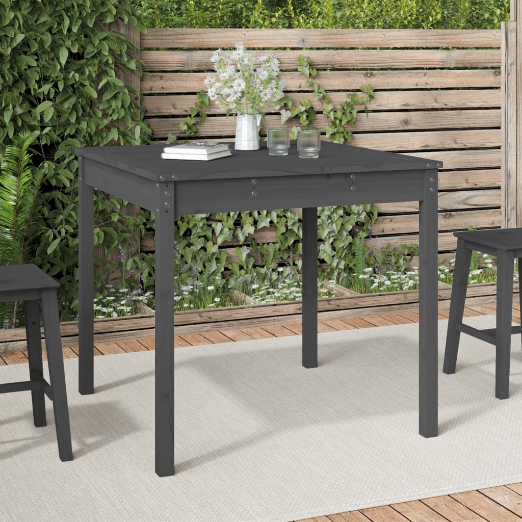 Garden table 82.5x82.5x76 cm solid pine wood gray