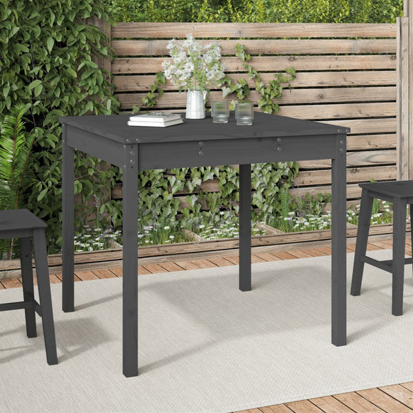 Mesa de jardín 82,5x82,5x76 cm madera maciza de pino gris