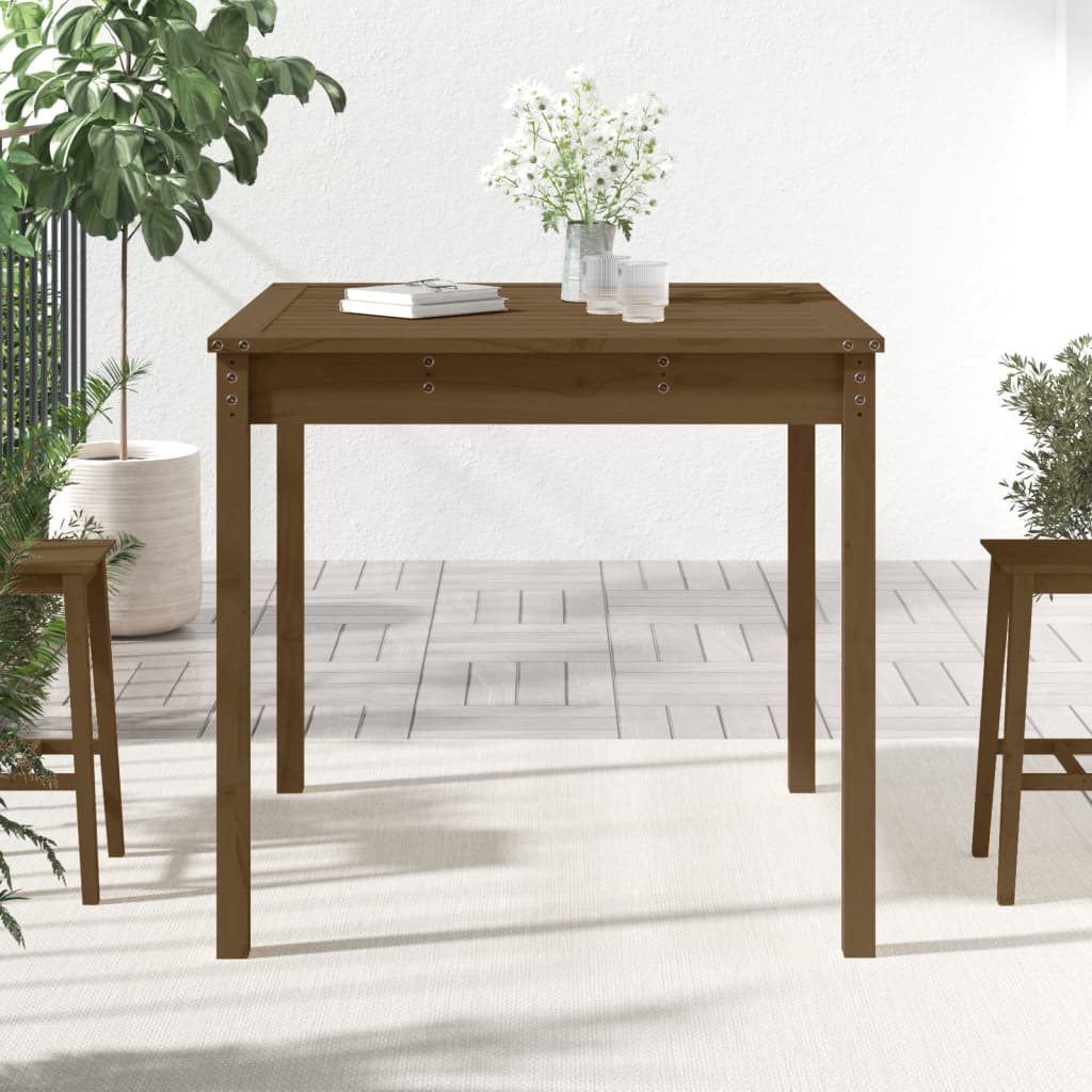 Mesa de jardín 82,5x82,5x76cm madera maciza de pino marrón miel