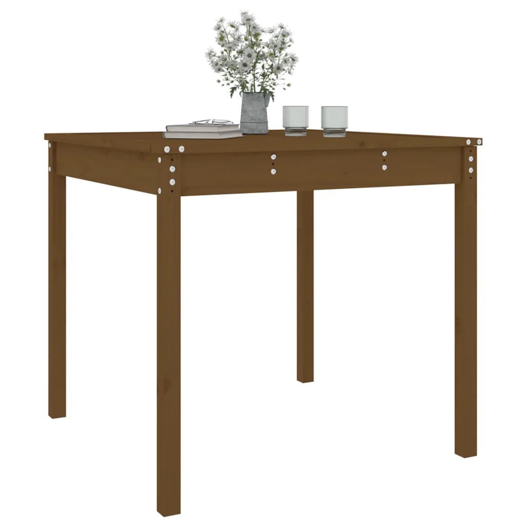 Garden table 82.5x82.5x76cm solid pine wood honey brown