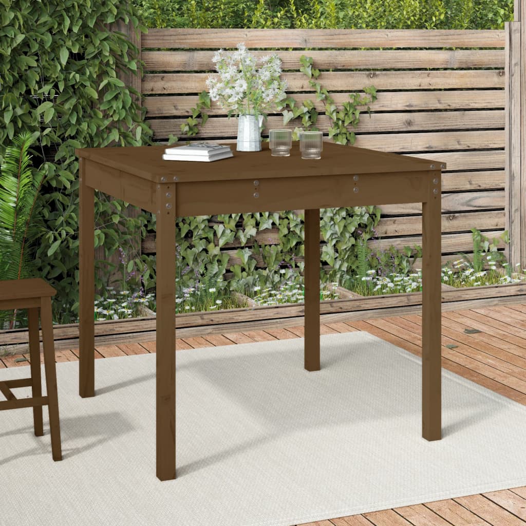 Garden table 82.5x82.5x76cm solid pine wood honey brown