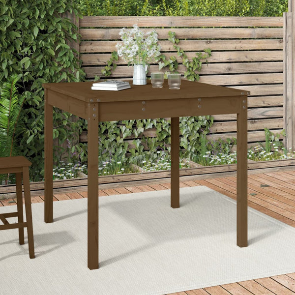 Mesa de jardín 82,5x82,5x76cm madera maciza de pino marrón miel