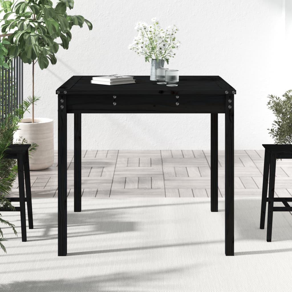 Garden table 82.5x82.5x76 cm solid pine wood black