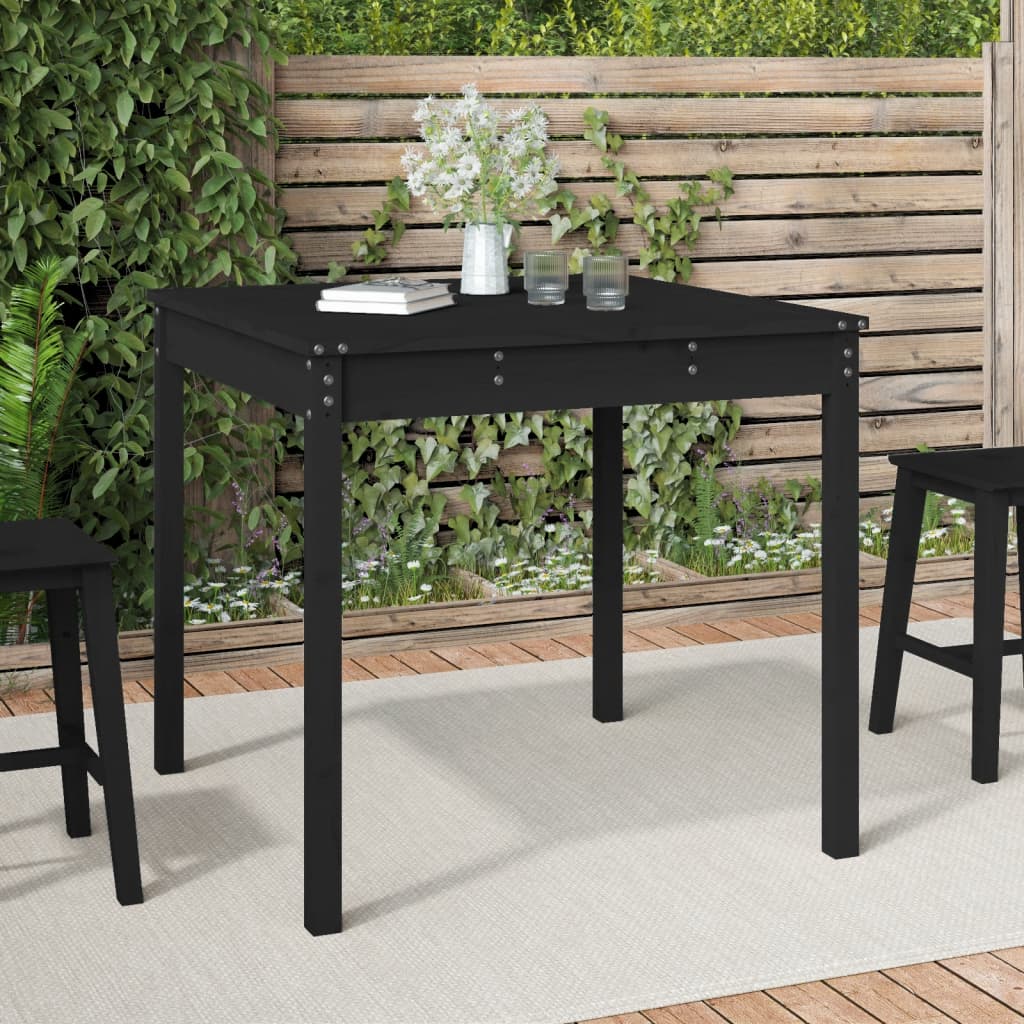 Garden table 82.5x82.5x76 cm solid pine wood black