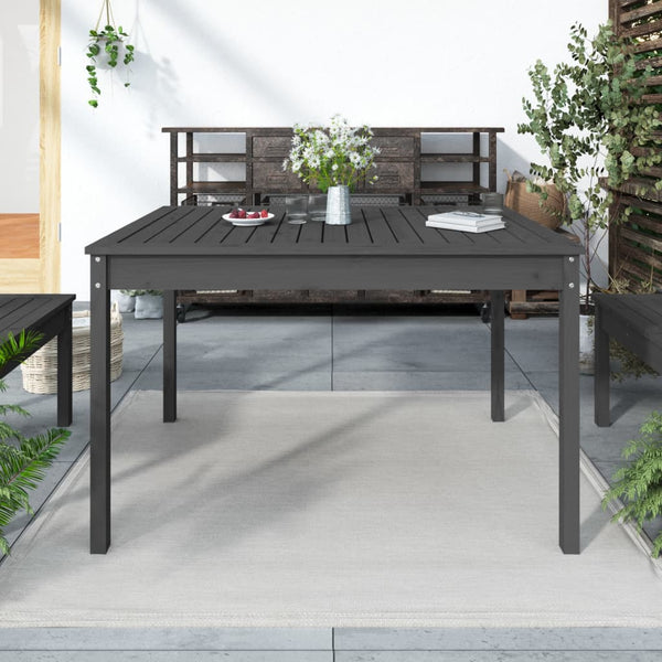 Garden table 121x82.5x76 cm solid pine wood gray