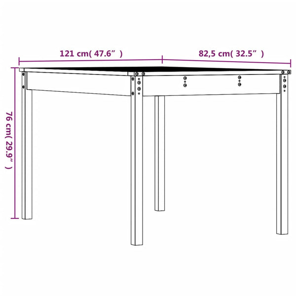 Garden table 121x82.5x76 cm solid pine honey brown