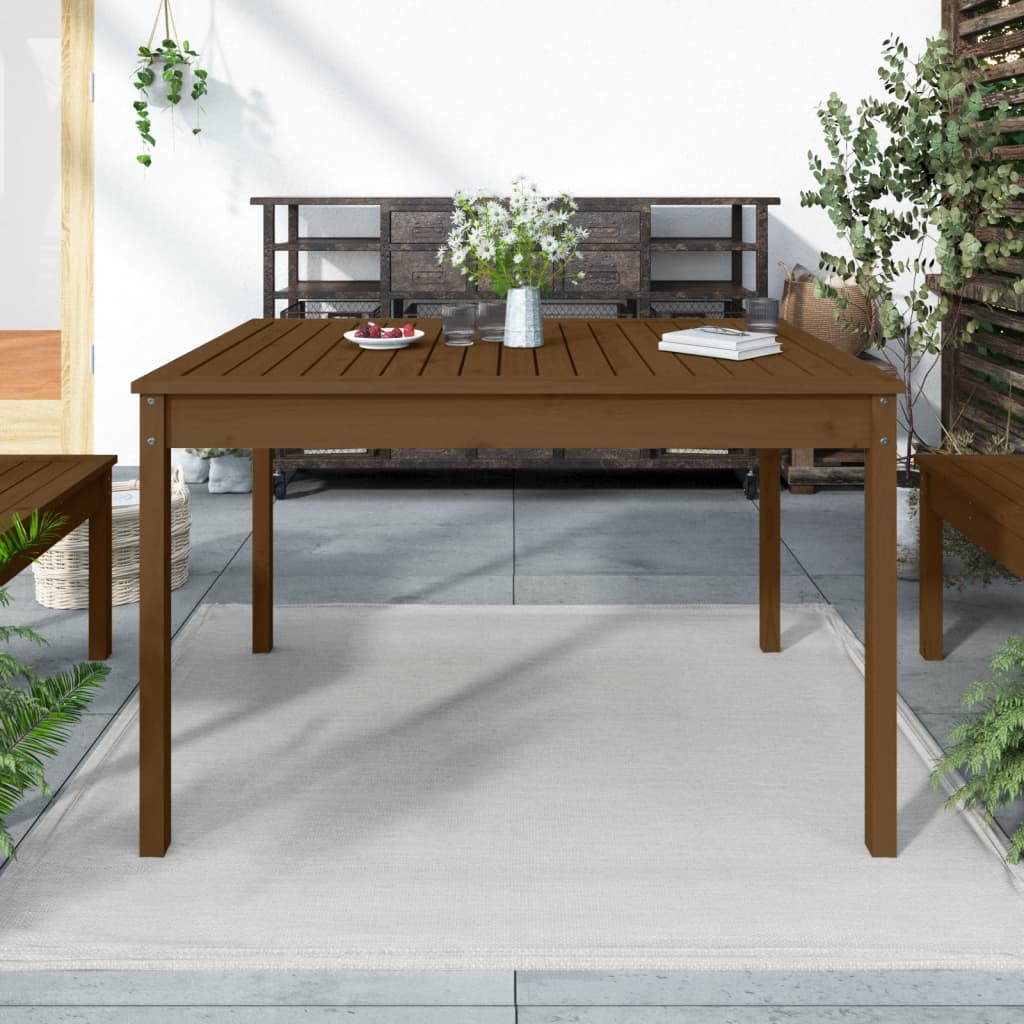 Mesa de jardín 121x82,5x76 cm pino macizo marrón miel