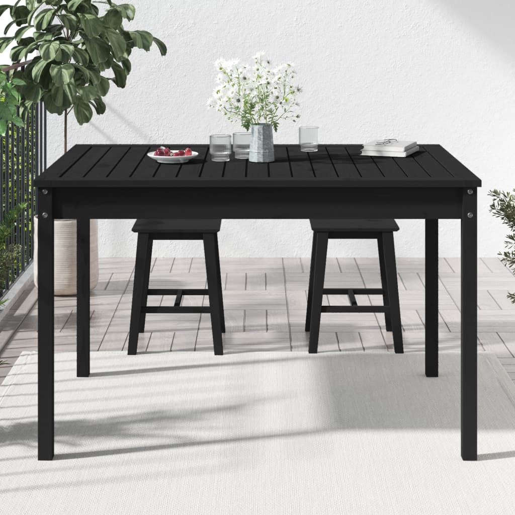 Garden table 121x82.5x76 cm solid pine wood black