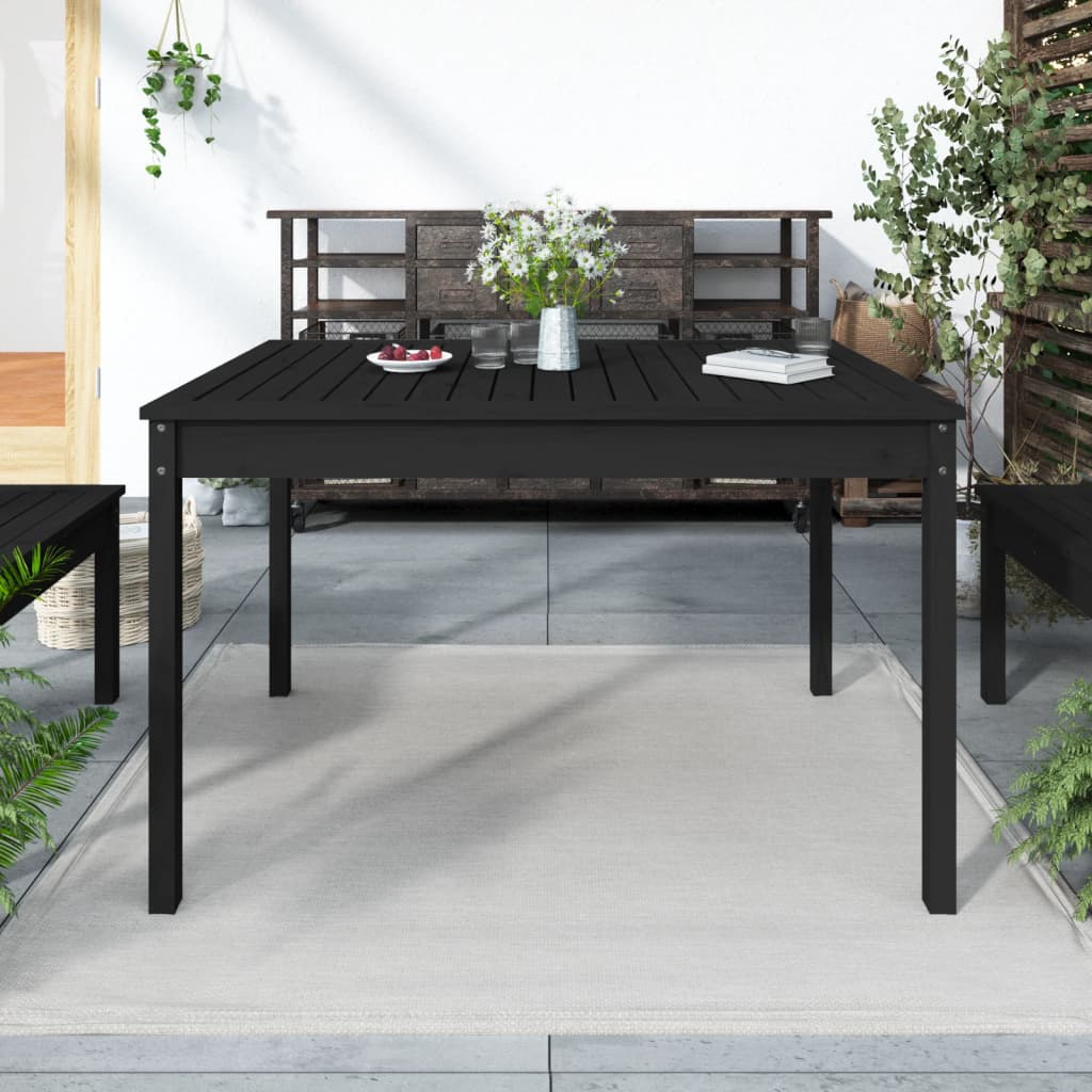 Garden table 121x82.5x76 cm solid pine wood black