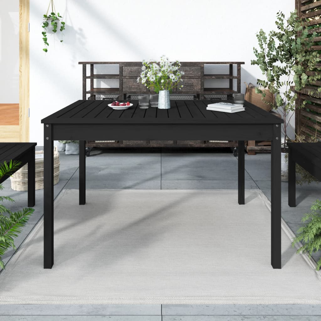 Mesa de jardín 121x82,5x76 cm madera maciza de pino negro