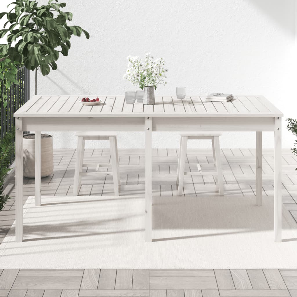 Garden table 159.5x82.5x76 cm solid pine wood white