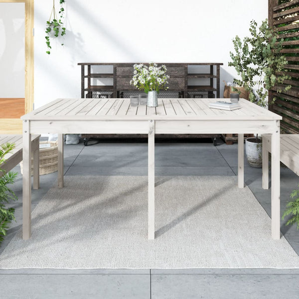 Mesa de jardín 159,5x82,5x76 cm madera maciza de pino blanco