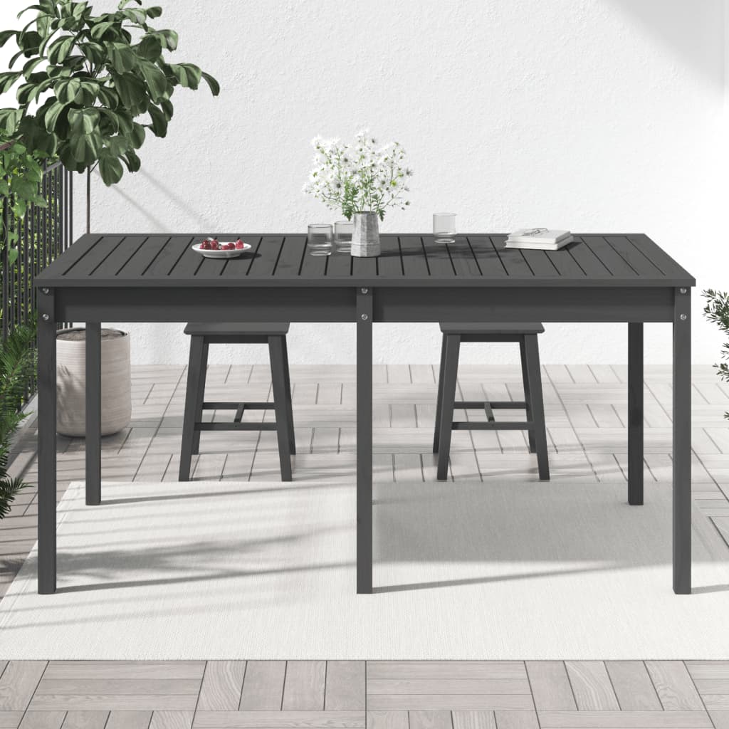 Garden table 159.5x82.5x76cm solid pine wood gray