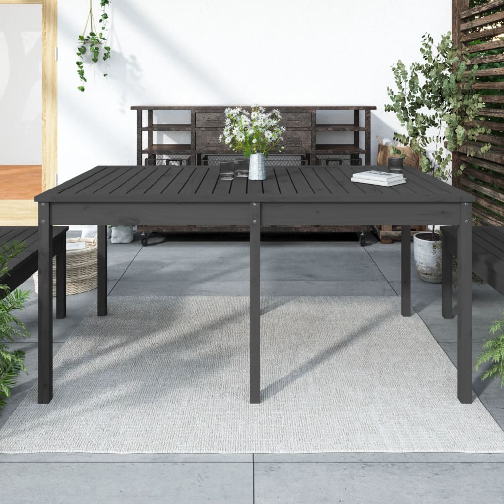 Mesa de jardín 159,5x82,5x76cm madera maciza de pino gris