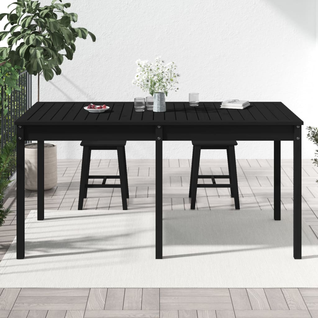 Garden table 159.5x82.5x76 cm solid pine wood black