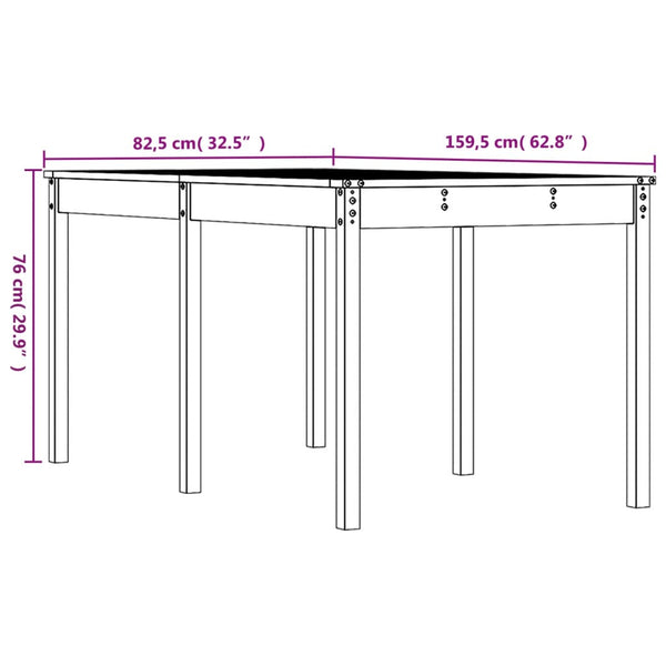 Garden table 159.5x82.5x76 cm solid douglas wood