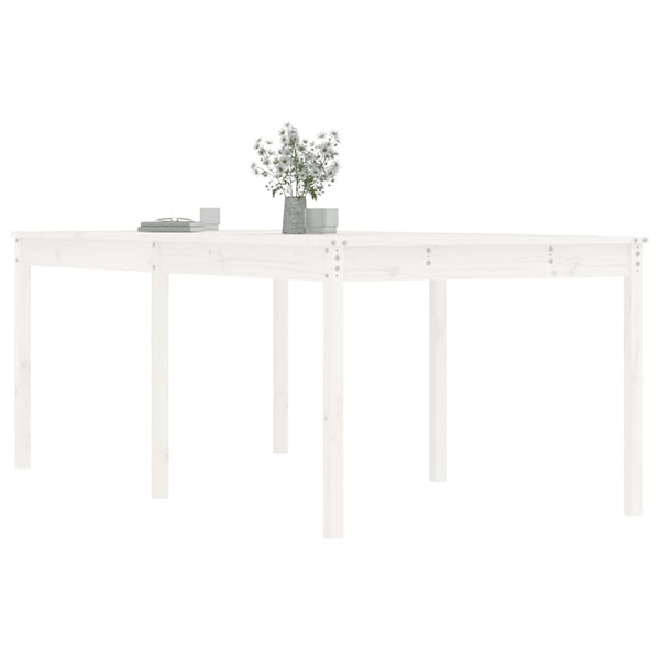 Garden table 203.5x100x76 cm solid pine wood white