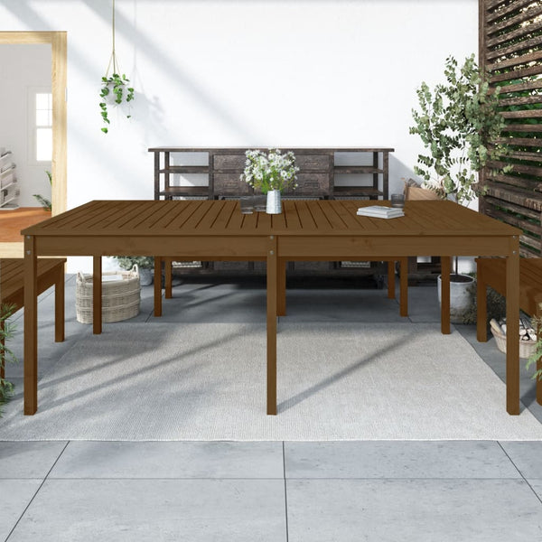 Mesa de jardín 203,5x100x76 cm pino macizo marrón miel