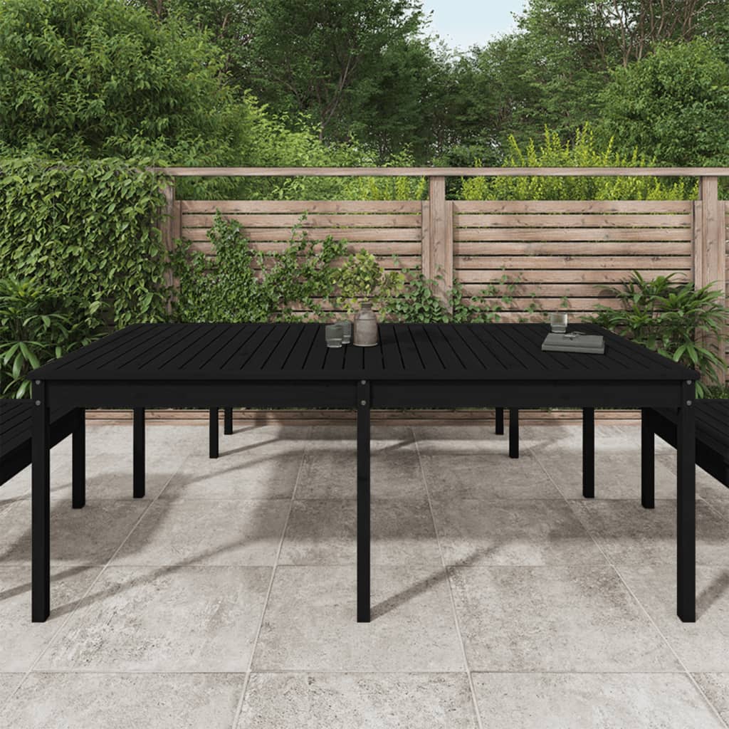 Garden table 203.5x100x76 cm solid pine wood black